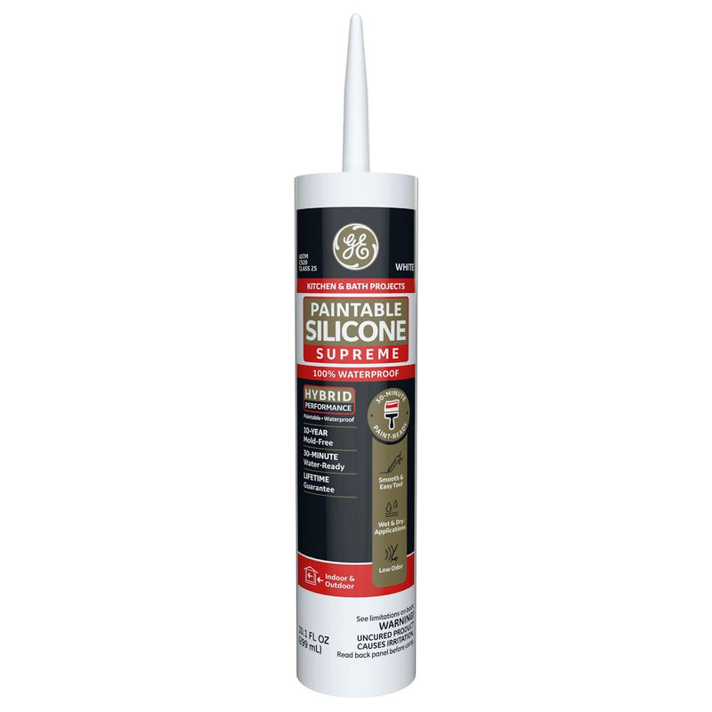 GE 2733743 White Kitchen & Bathroom Silicone Caulk - Waterproof Sealant — main product image