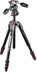 Manfrotto MK190GOA4B-3WUS: Aluminum Tripod Kit with 3-Way Head