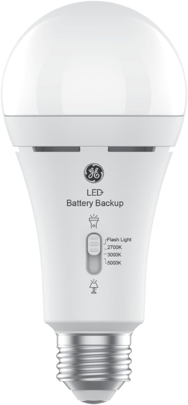 GE 93131819 LED+ Backup Battery Light Bulbs, 2-Pack