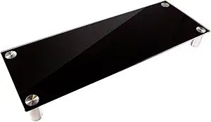 Monoprice 116359 Large Black Glass Multimedia Desktop Stand