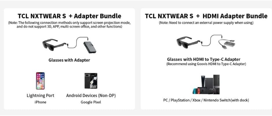 TCL XRGF88 NXTWEAR S XR Video Display Glasses