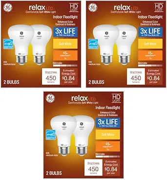 GE 41482 Relax R20 45W Equivalent Dimmable LED 6-Pack