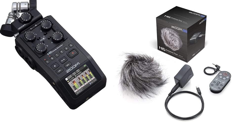 Zoom H6 All Black (2020) Portable 6-Track Recorder Bundle