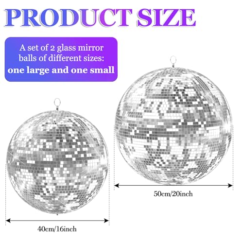 Masiunoz Silver Hanging Disco Mirror Ball Set — main product image