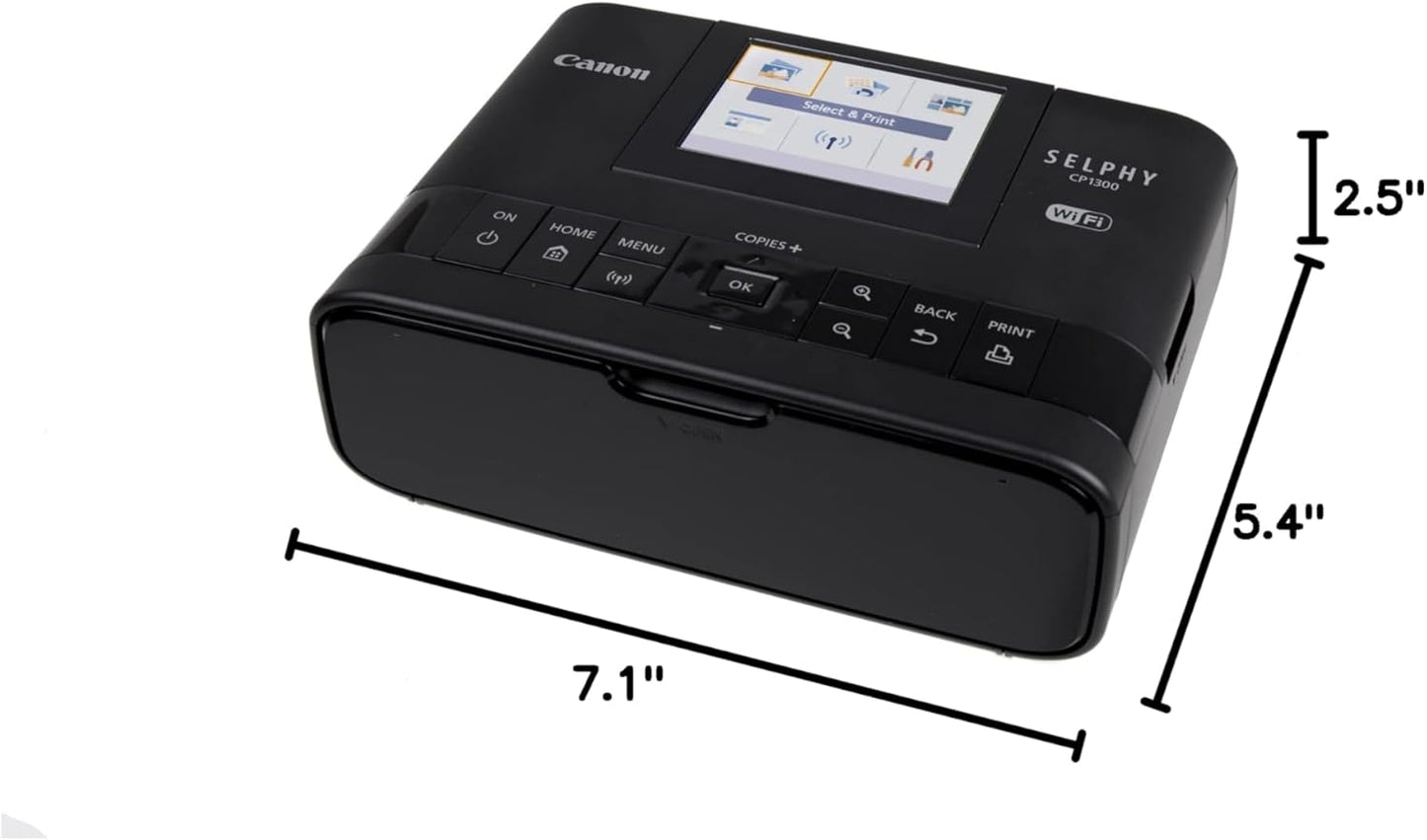 Canon CP1300 Photo Printer Bundle, Wireless Compact, Black