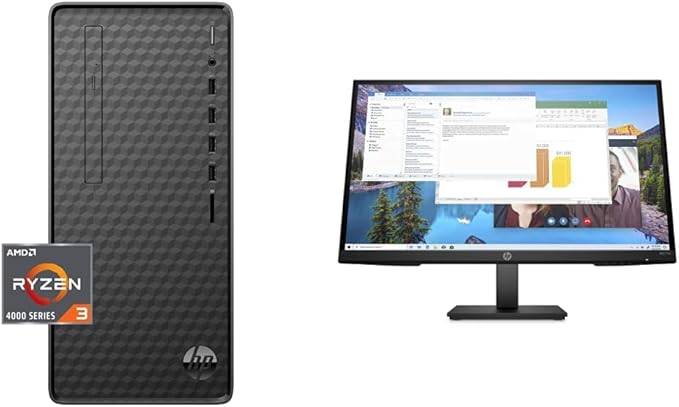 HP Desktop PC Ryzen 3 & 27-inch FHD Monitor Bundle