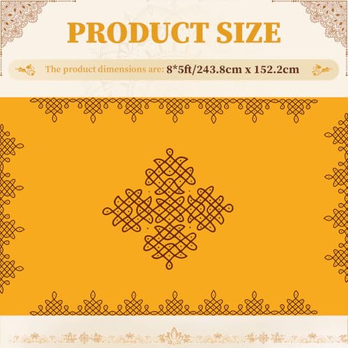 Fanfanwin Yellow Indian Pooja Backdrop, 8 x 5 ft Extralarge — main product image