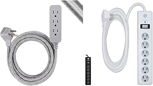 GE Pro 3-Outlet Surge Protector Power Strip with Braided Cord