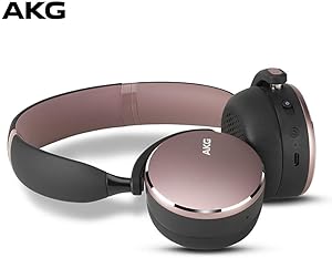 AKG Y500 Pink Wireless Bluetooth On-Ear Headphones (Renewed)