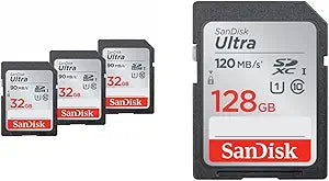 SanDisk Ultra SDHC/SDXC 32GB/128GB Memory Card Bundle