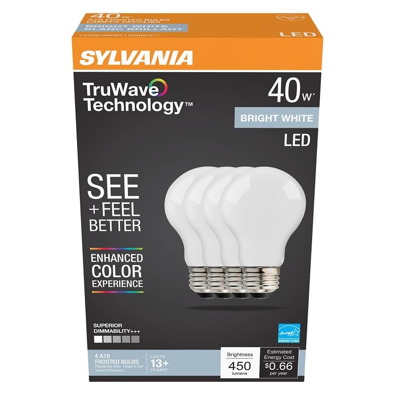 Sylvania LED A19 Bulb - 40W Equivalent, Bright White, 2-Pack — main product image