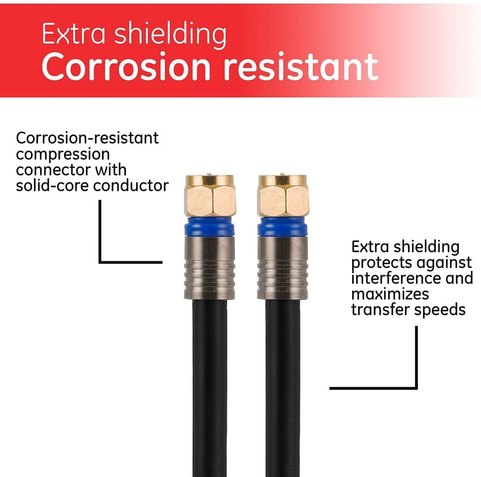 GE 33531 25 Ft RG6 Quad Shield Coaxial Cable
