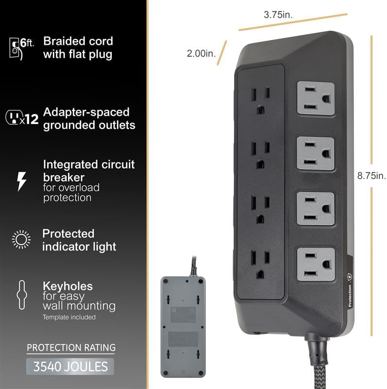 GE 74542-RF1 UltraPro 12-Outlet Surge Protector