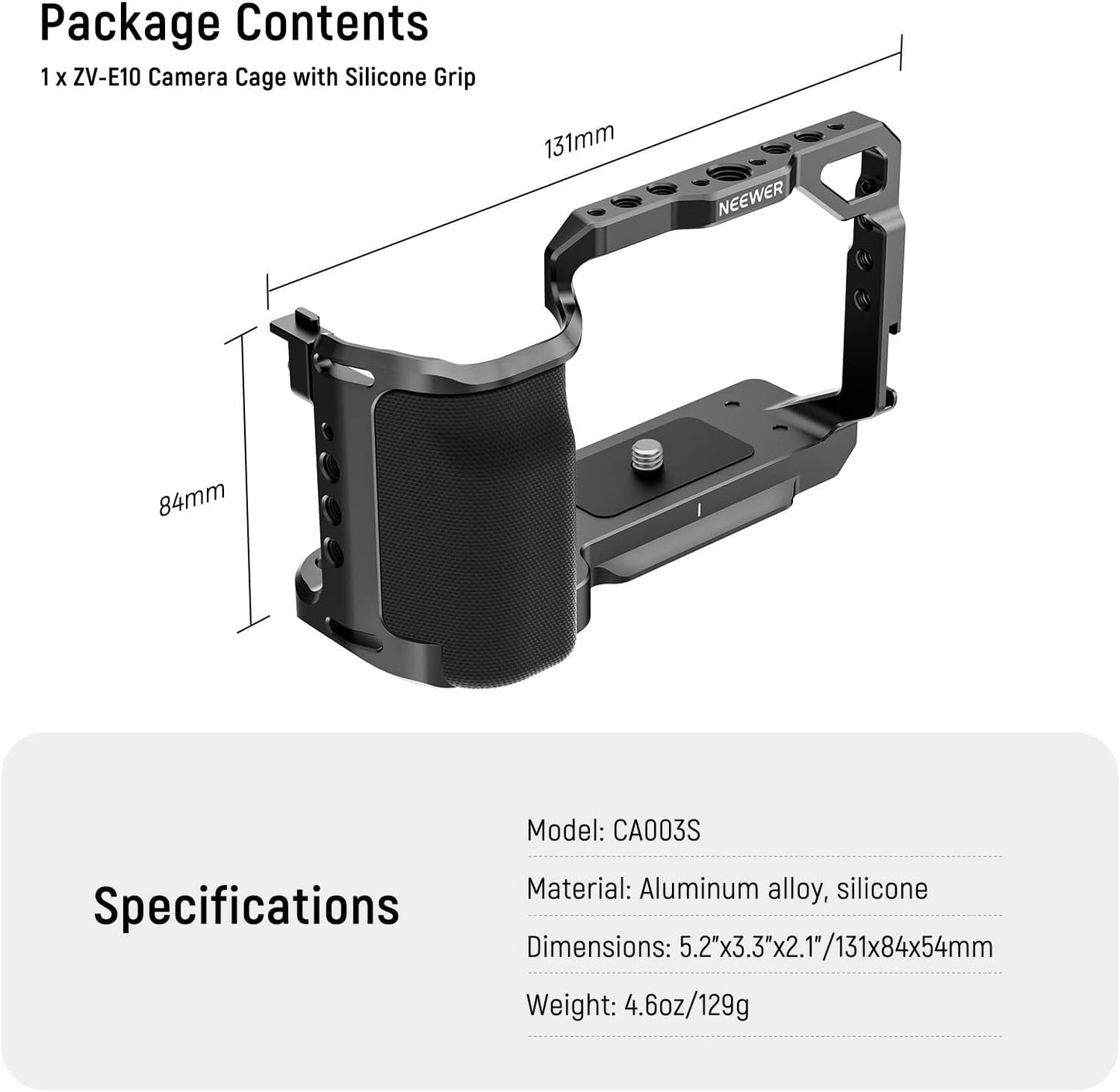 Neewer CA003S ZV-E10 Camera Cage Silicone Grip