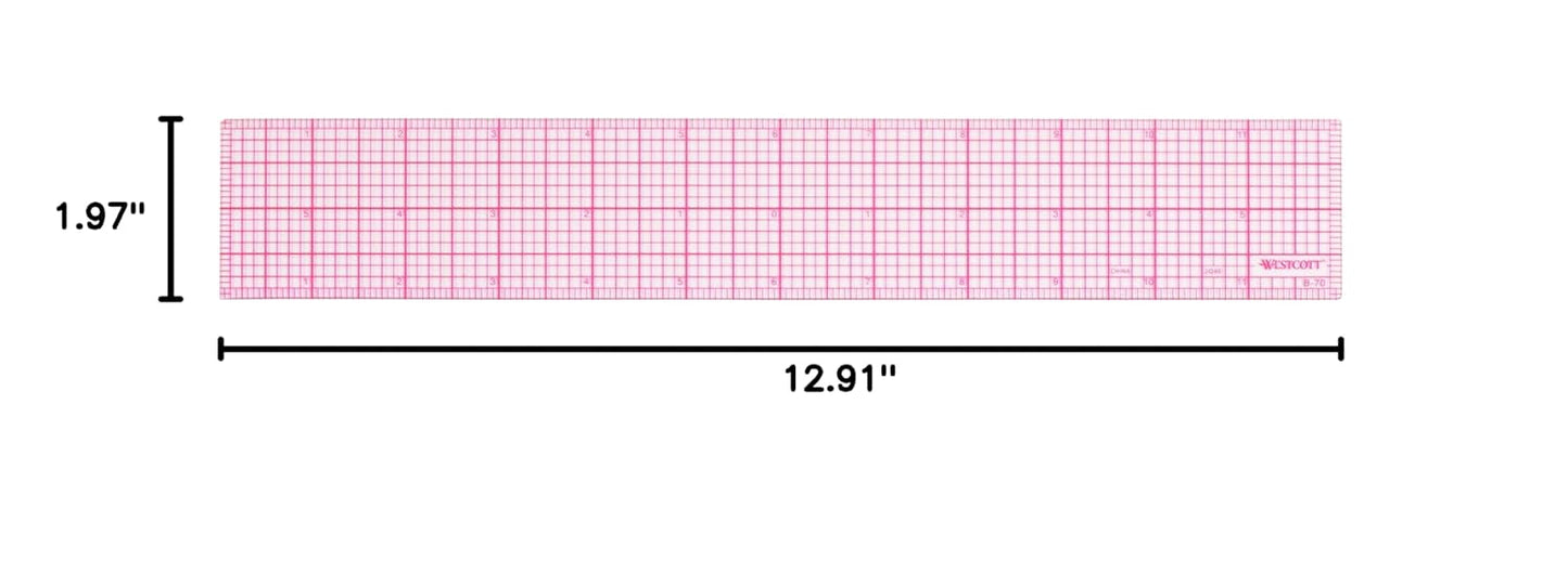Westcott B-70 12-inch 8ths Graph Beveled Ruler