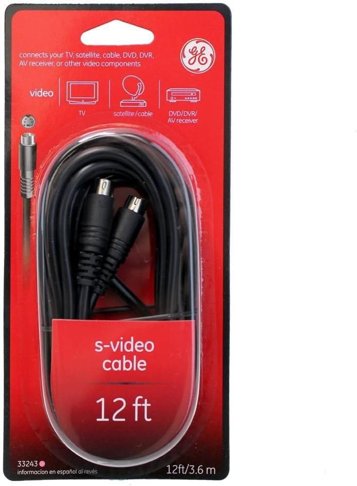 GE 33243 12ft S-video Cable - Enhanced Video Quality