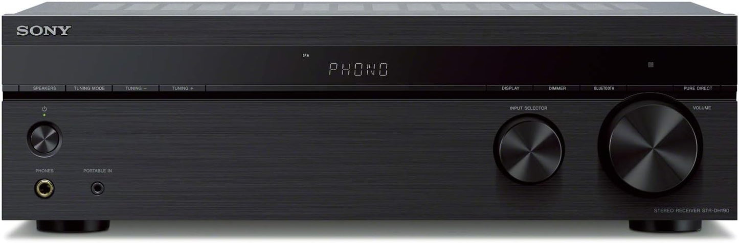 Sony STRDH190 2-Ch Stereo Receiver Bluetooth Phono Bundle