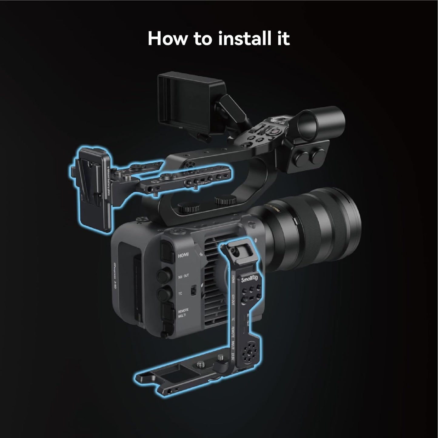 SmallRig 4124-CF FX6 Camera Cage Kit V-Mount Battery Plate