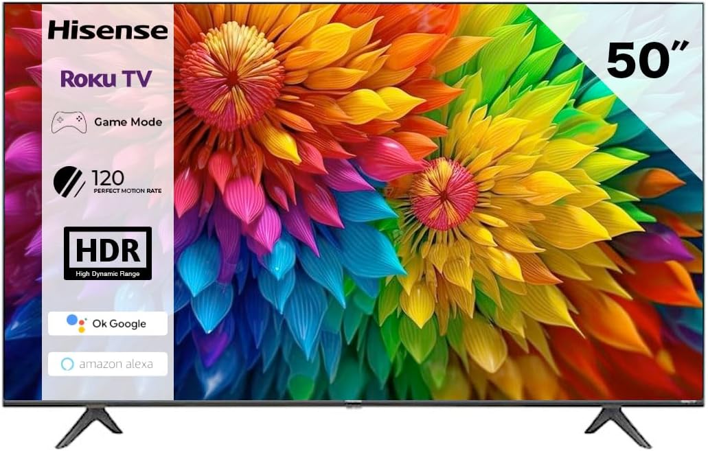 Hisense 50R6E3 50-Inch 4K Roku TV: HDR, Smart Features (Refurbished)