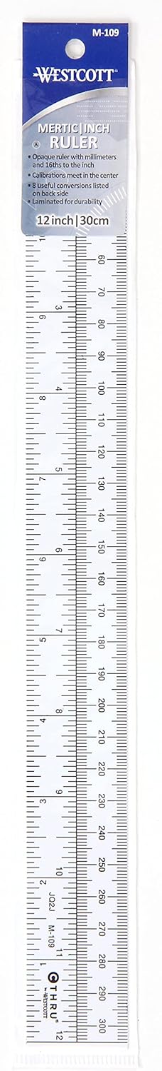 Westcott M-109 Metric/Inch Ruler 30cm Opaque