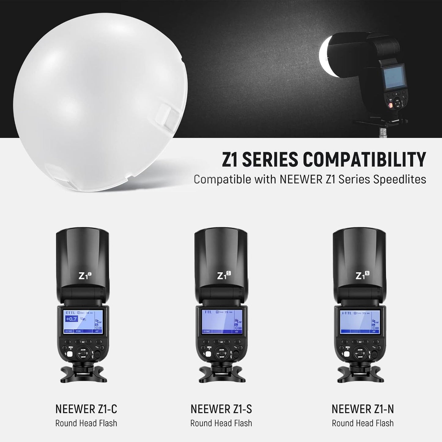 Neewer 10102685 Magnetic Dome Diffuser Round Flash