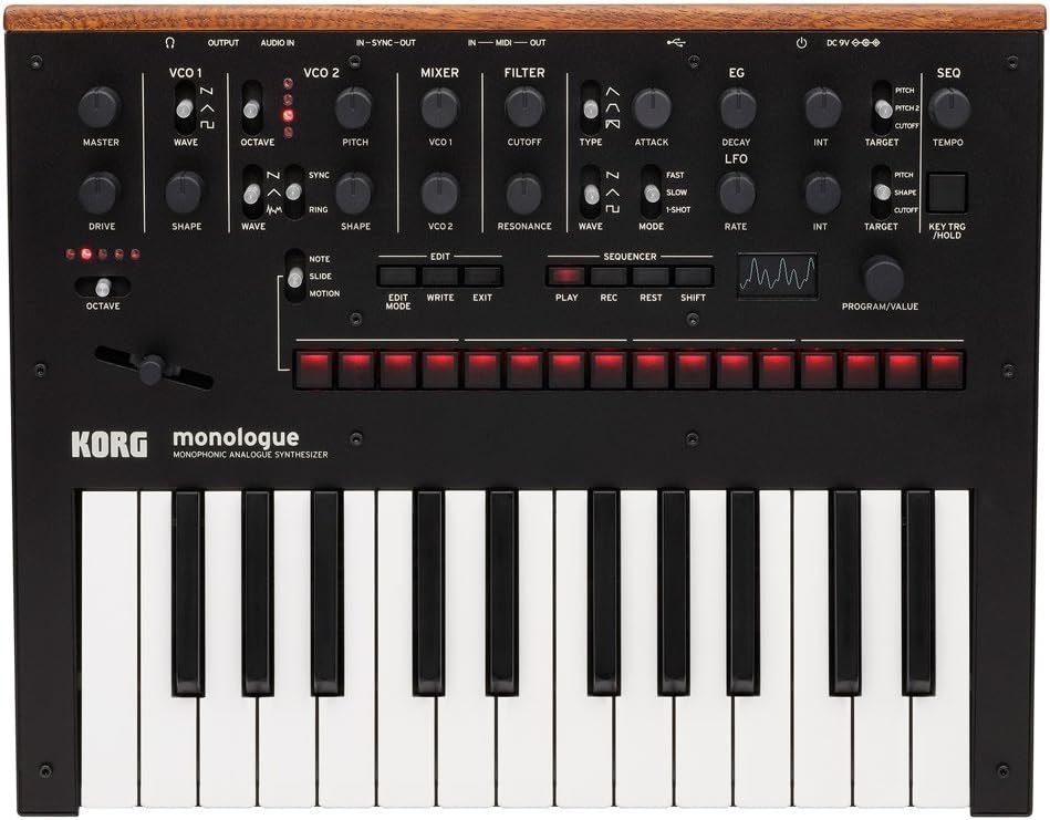 Korg MONOLOGUE-BK Analog Synthesizer - Black Monophonic Synth