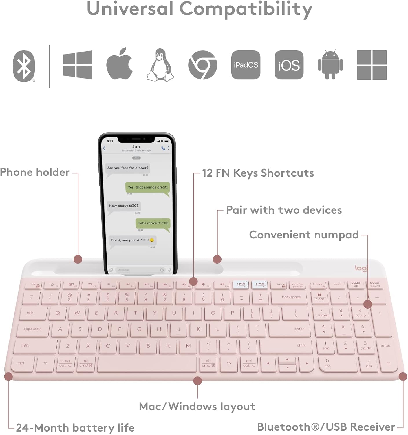 Logitech 920-011477 K585 Slim Multi-Device Wireless Keyboard