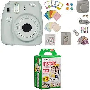 Fujifilm Instax Mini 9 - Smoky White Camera Bundle + Film
