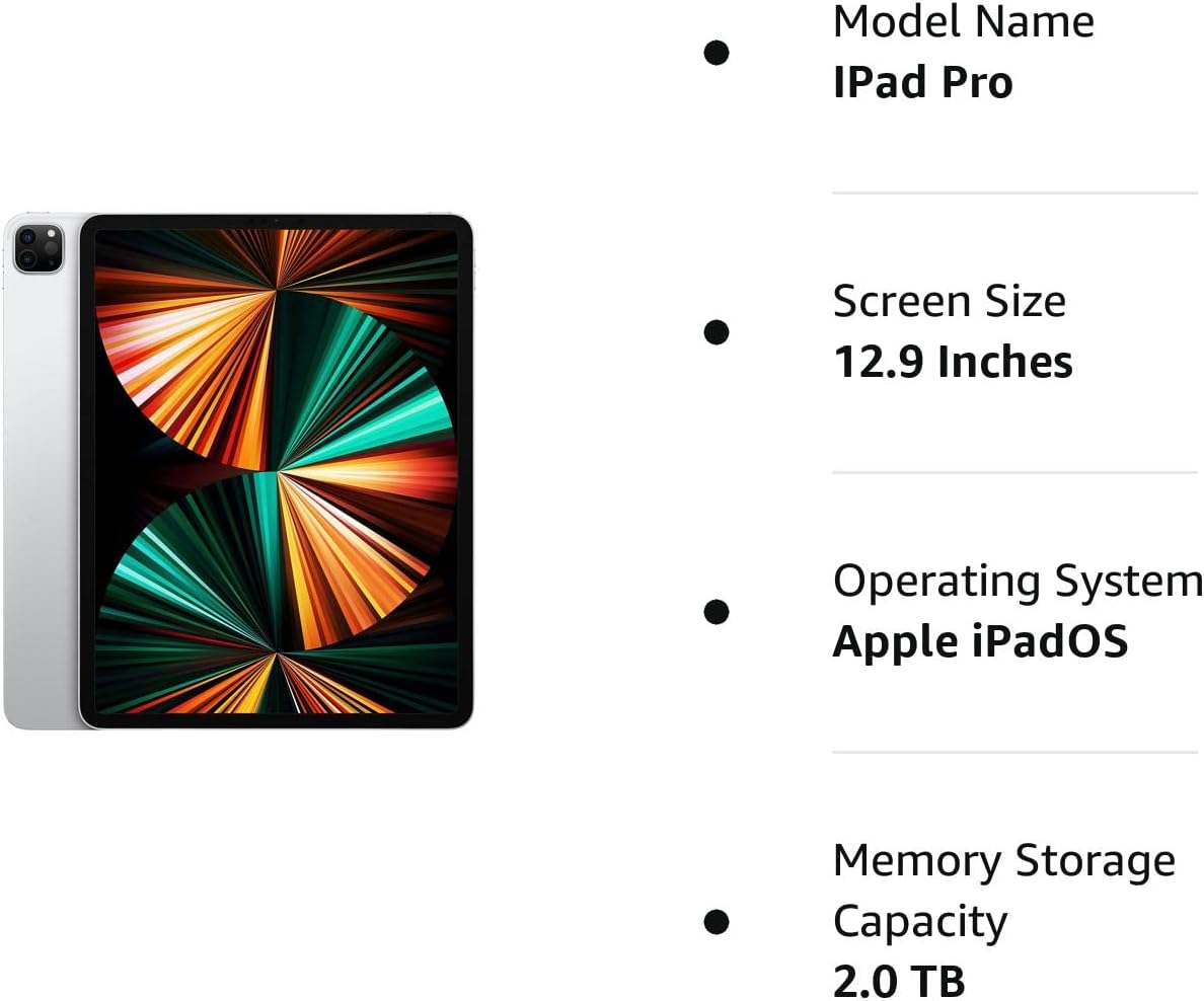 Apple iPad Pro 12.9" 5th Gen 2TB - Silver (Renewed)