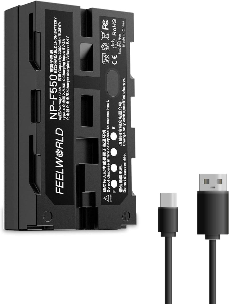 FEELWORLD AA-ANP55-LY-US NP-F550 Replacement Battery - 2200mAh, USB-C — main product image