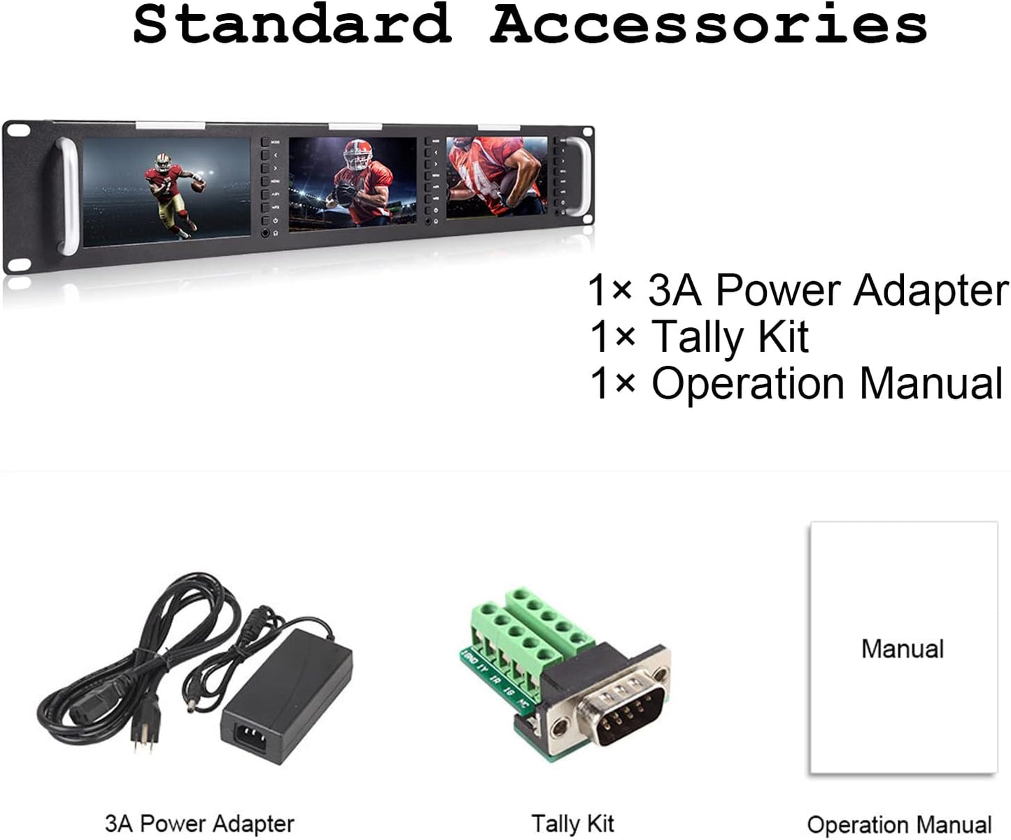 FEELWORLD T51-H Triple 5" 2RU Rack Mount Broadcast Monitor