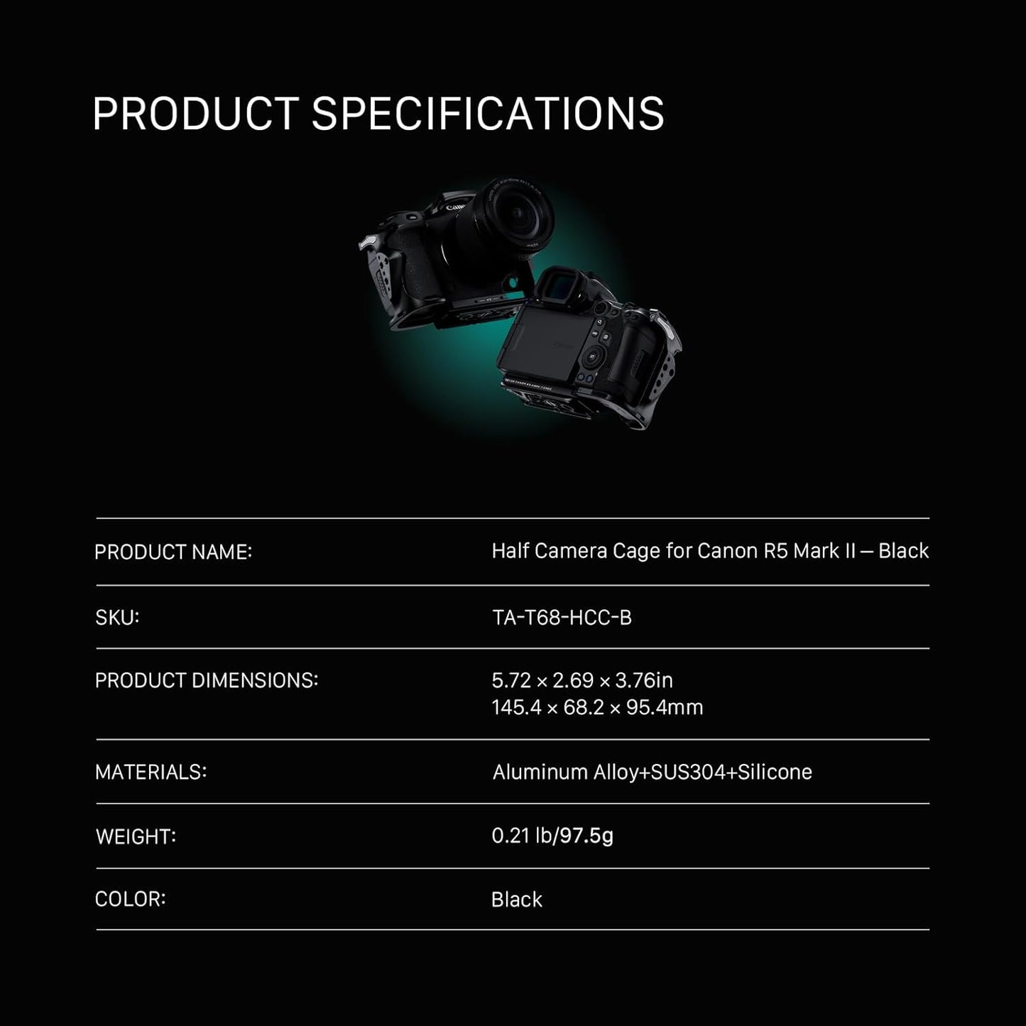 Tilta TA-T68-HCC-B Canon R5 Mark II Half Camera Cage