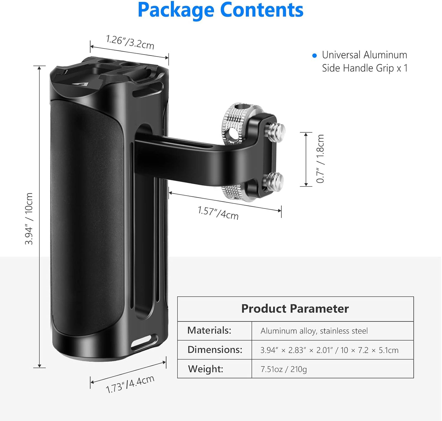 Neewer VS105 Aluminum Side Handle Camera Cage Grip