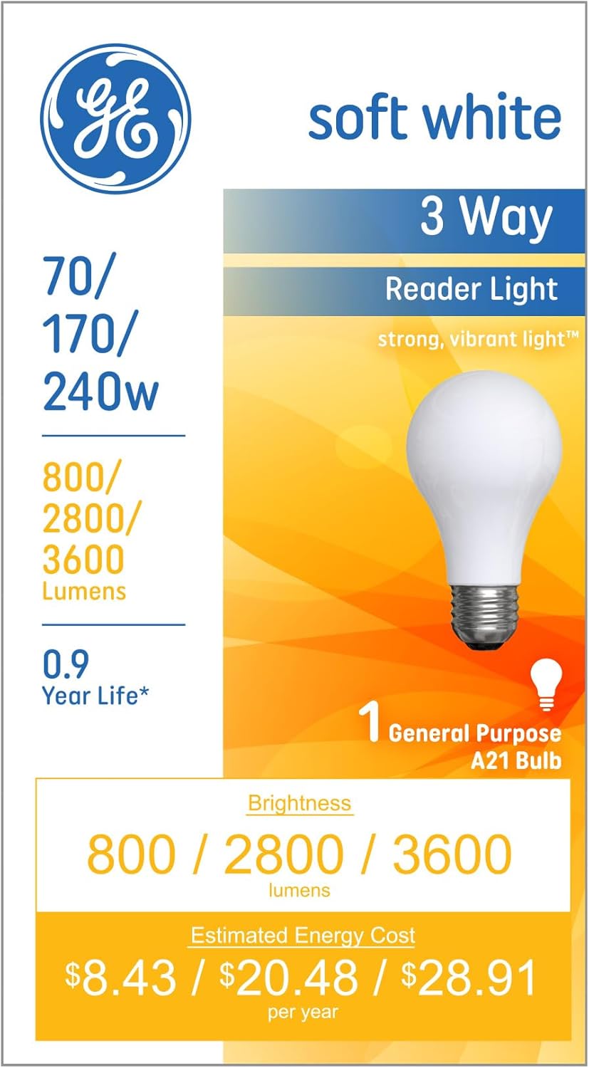 GE 15846 240W Soft White 3-Way Incandescent Bulb