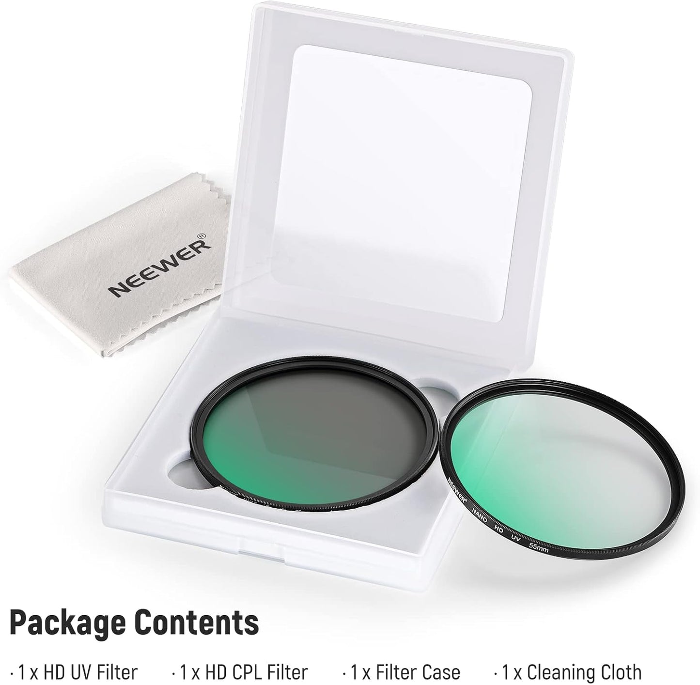 Neewer 55mm CPL UV Filter Kit HD Optical Glass
