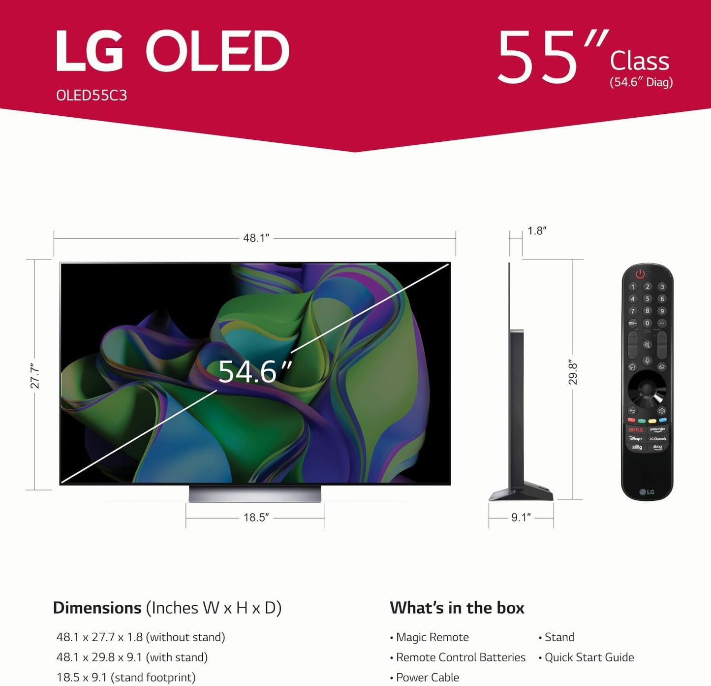 LG OLED55C3PUA 55-Inch C3 Series 4K OLED TV