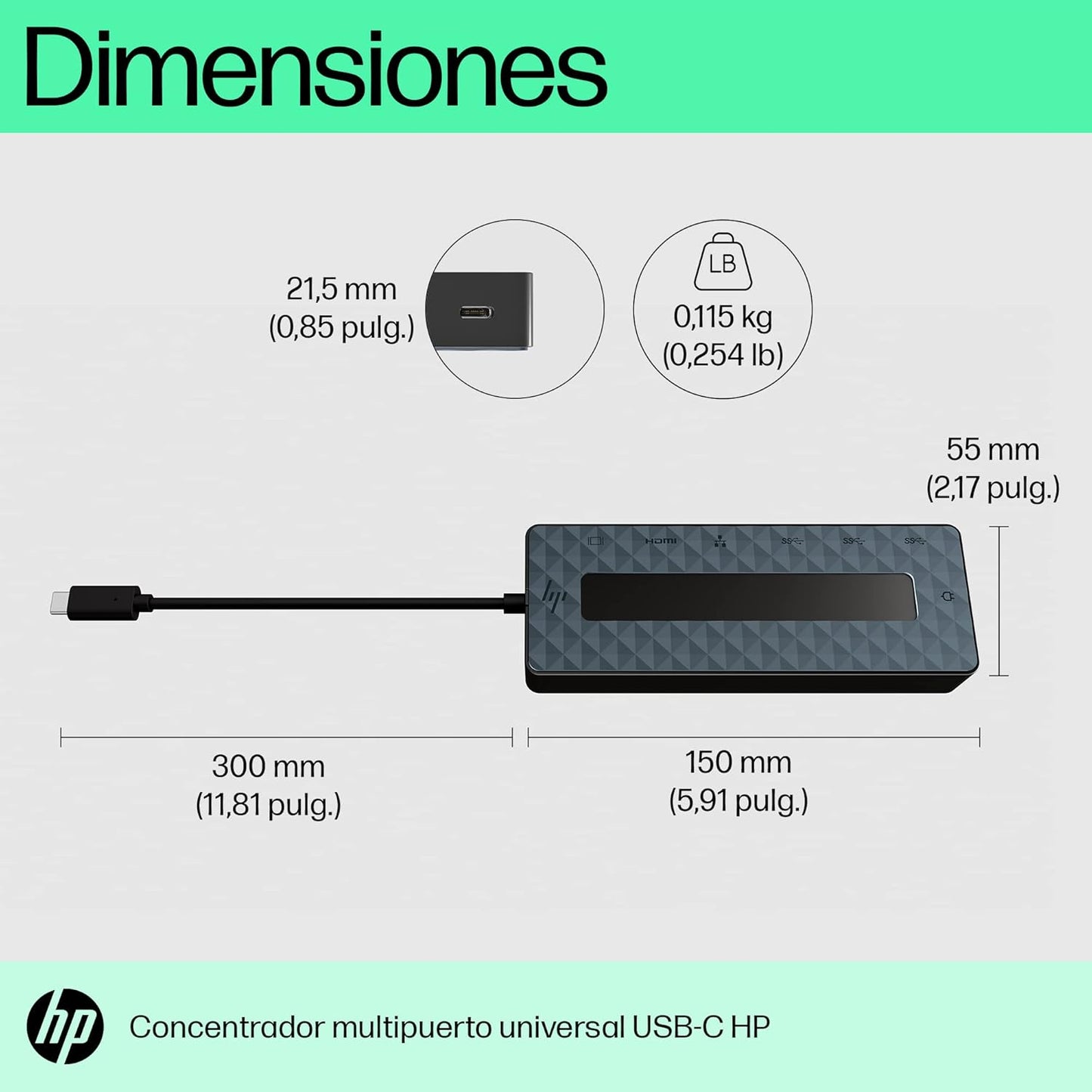 HP 50H98AA USB-C 7-in-1 Multiport Docking Station