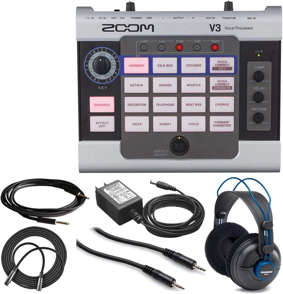 Zoom V3K2 Vocal Effects Processor Studio Headphones Bundle