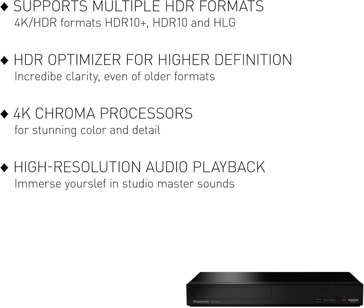 Panasonic DP-UB154P-K 4K Blu Ray Player, Ultra HD Premium Video