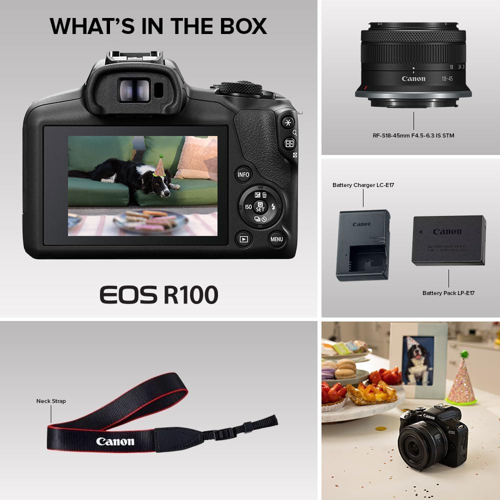 Canon 6052C012 EOS R100 Mirrorless Camera - 18-45mm Lens Kit