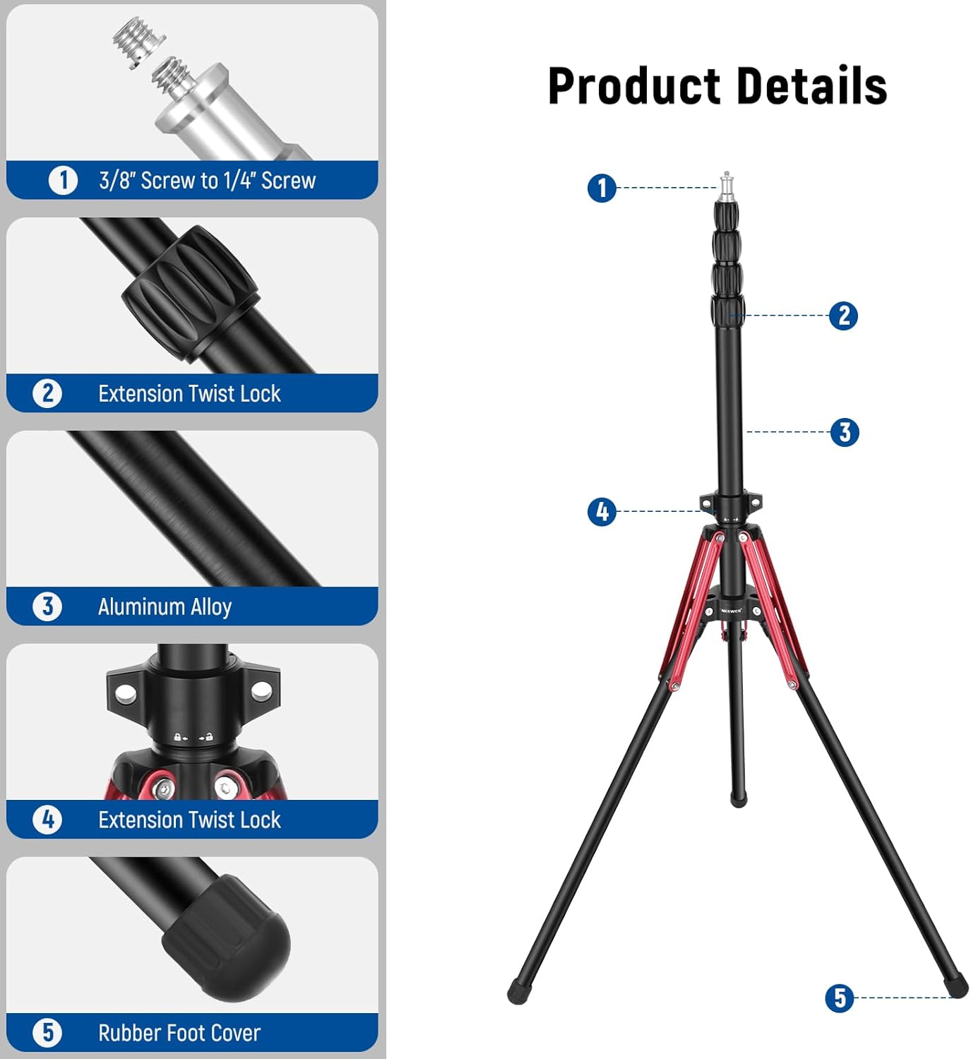 Neewer ST210RA 86.5" Aluminum Alloy Light Stand