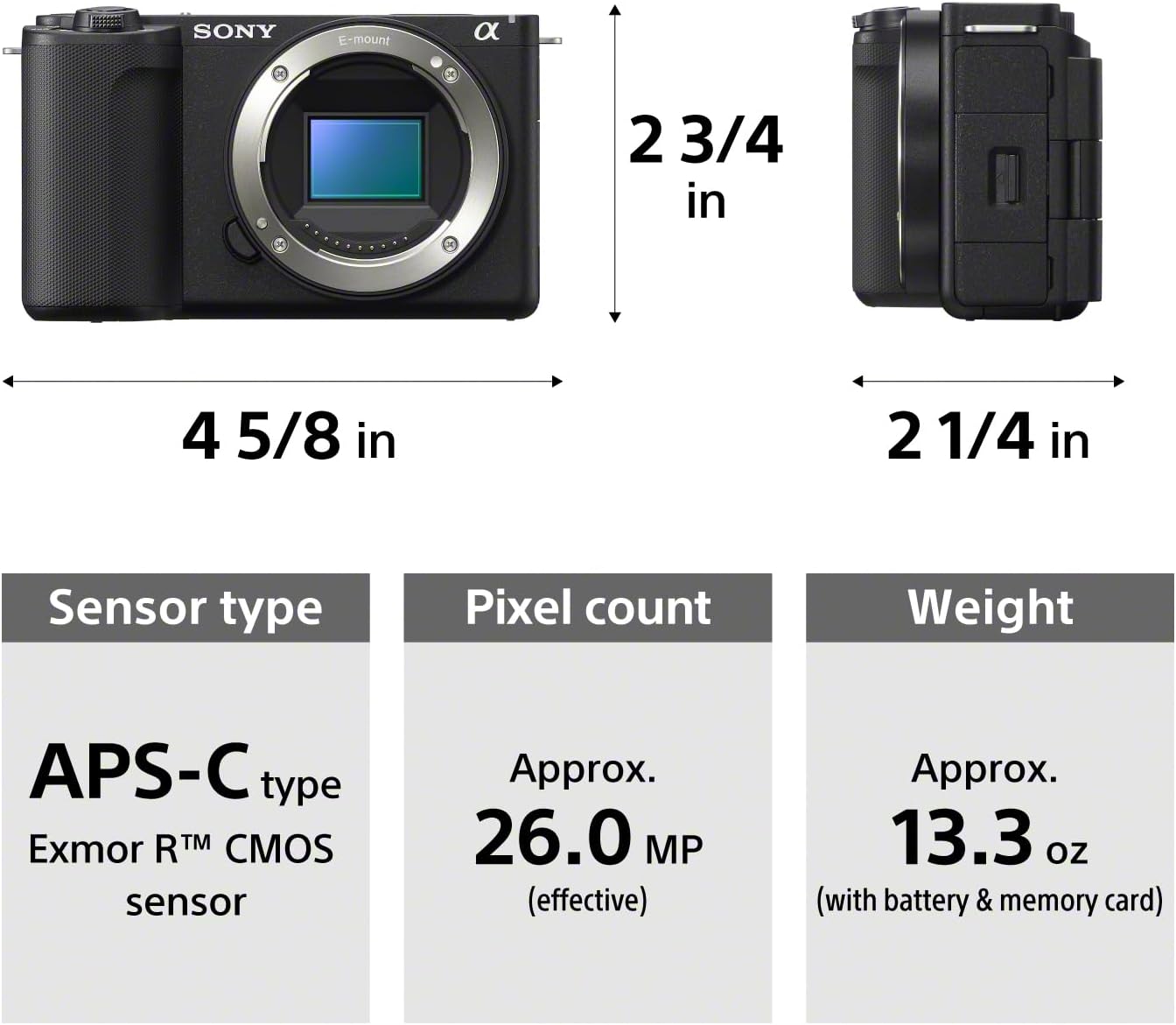 Sony ZVE10M2KB Alpha ZV-E10 II Mirrorless Content Creator Camera