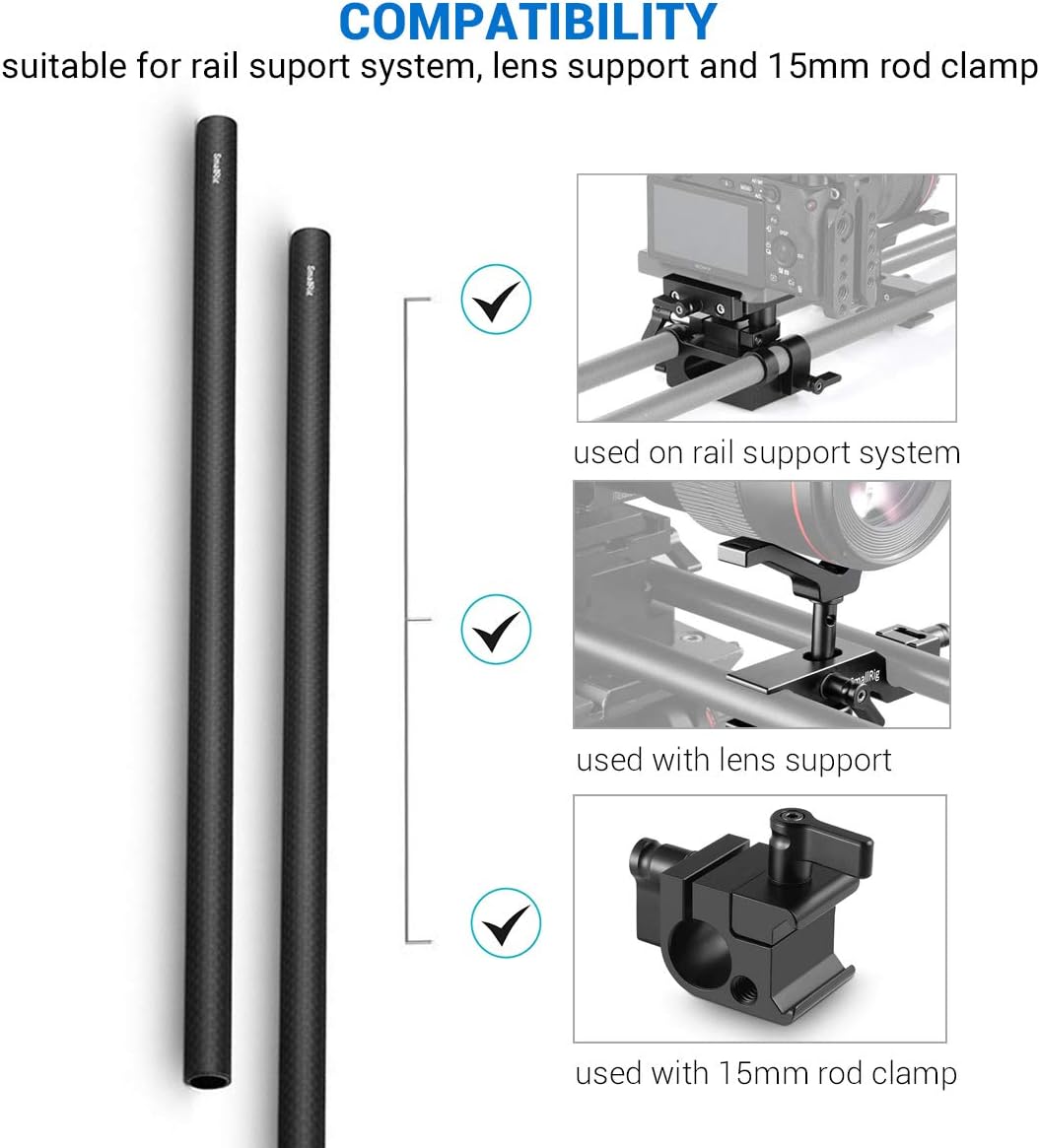 SmallRig 851 15mm Carbon Fiber Rods 12 Inch