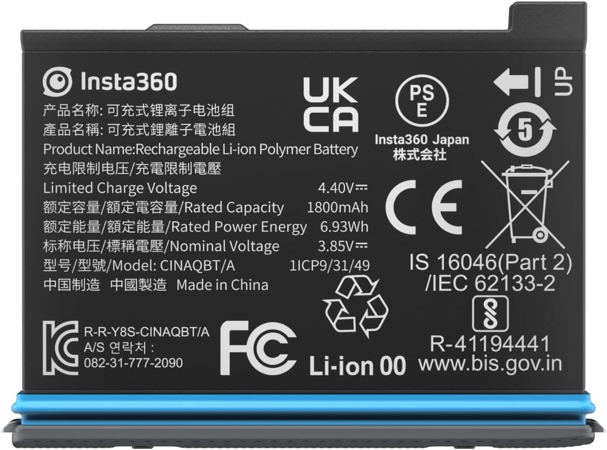 Insta360 CINAQBT/A X3 Battery, 1800mAh Replacement