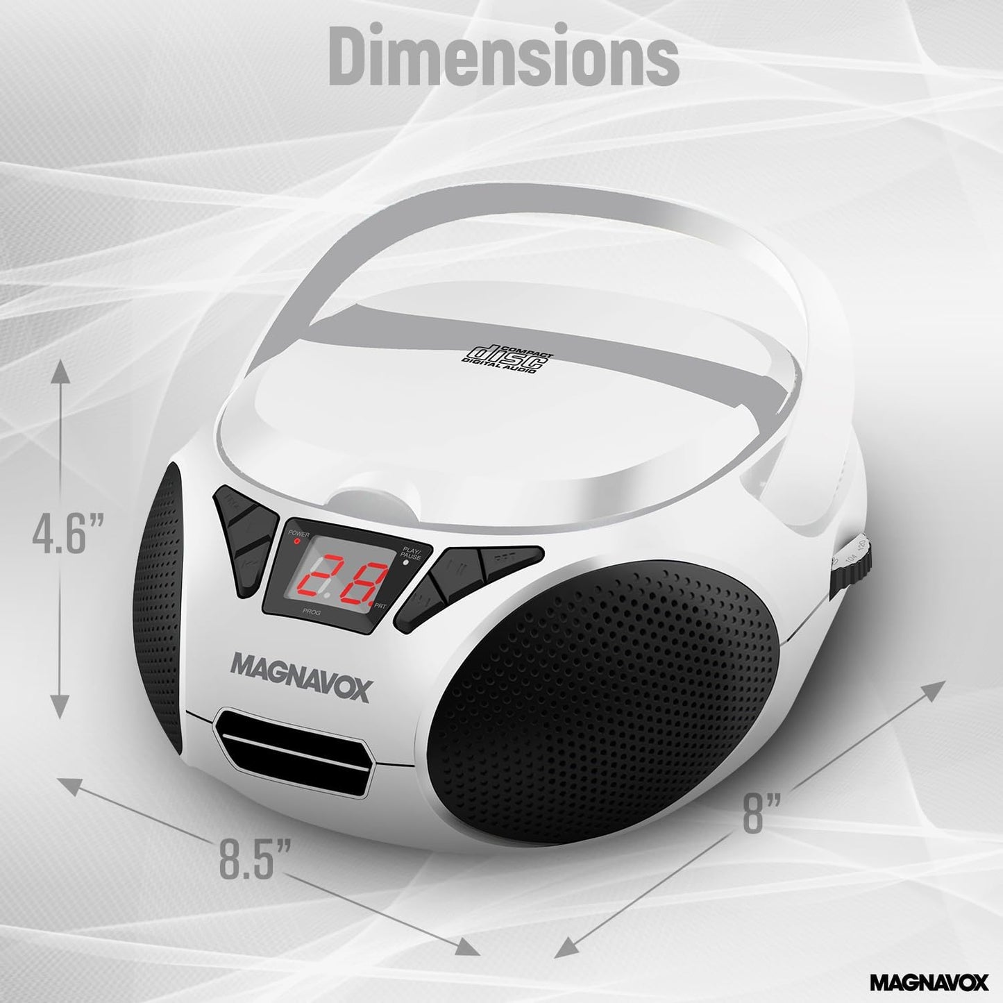 Magnavox MD6924-WH Portable CD Boombox White