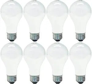 GE FBA_66248-2 Soft White 53W A19 Incandescent Bulb 8-Pack — main product image