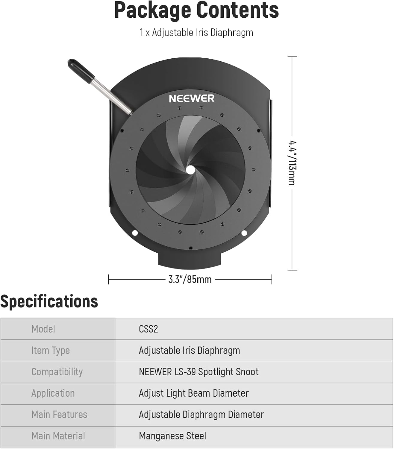 NEEWER 33000069 LS-39 Spotlight Mount Iris
