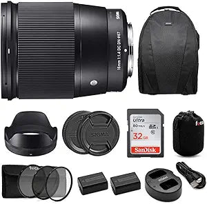 Sigma 16mm f/1.4 DC DN Lens Sony E-Mount Bundle