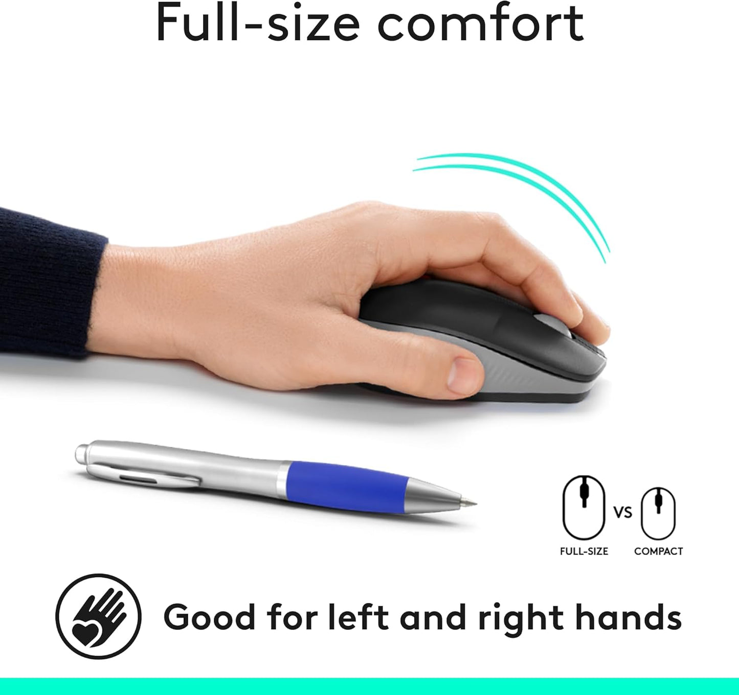 Logitech 910-005900 M190 Full-Size Wireless Mouse - Grey