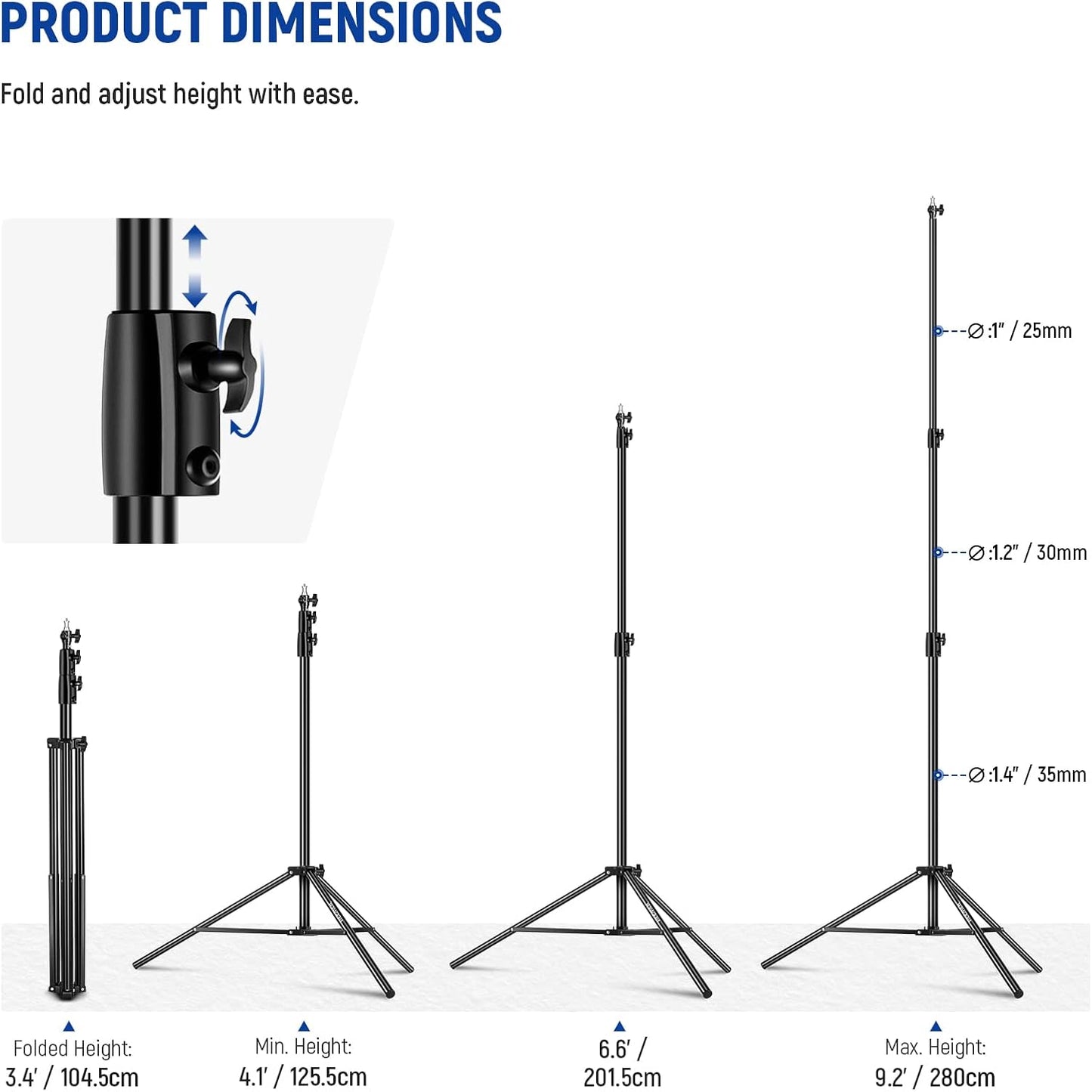 Neewer ST-280AC 9.2ft Air Cushioned Heavy Duty Light Stand